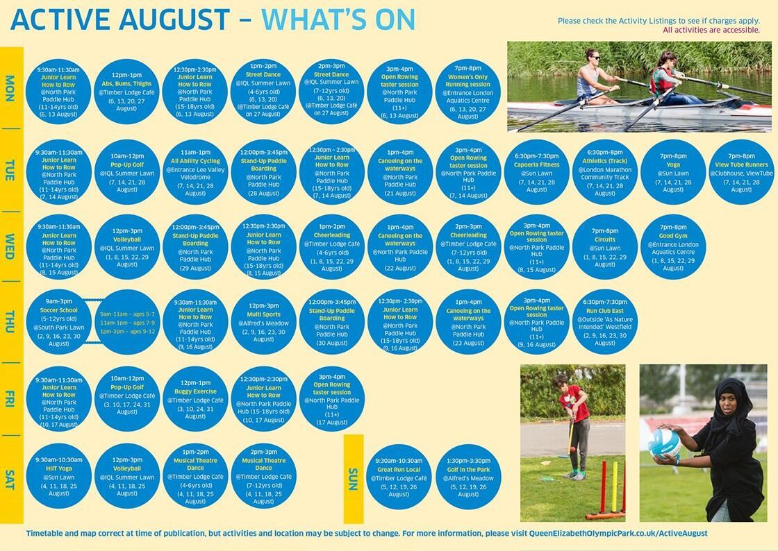Active August What's On 2018 Flyer
