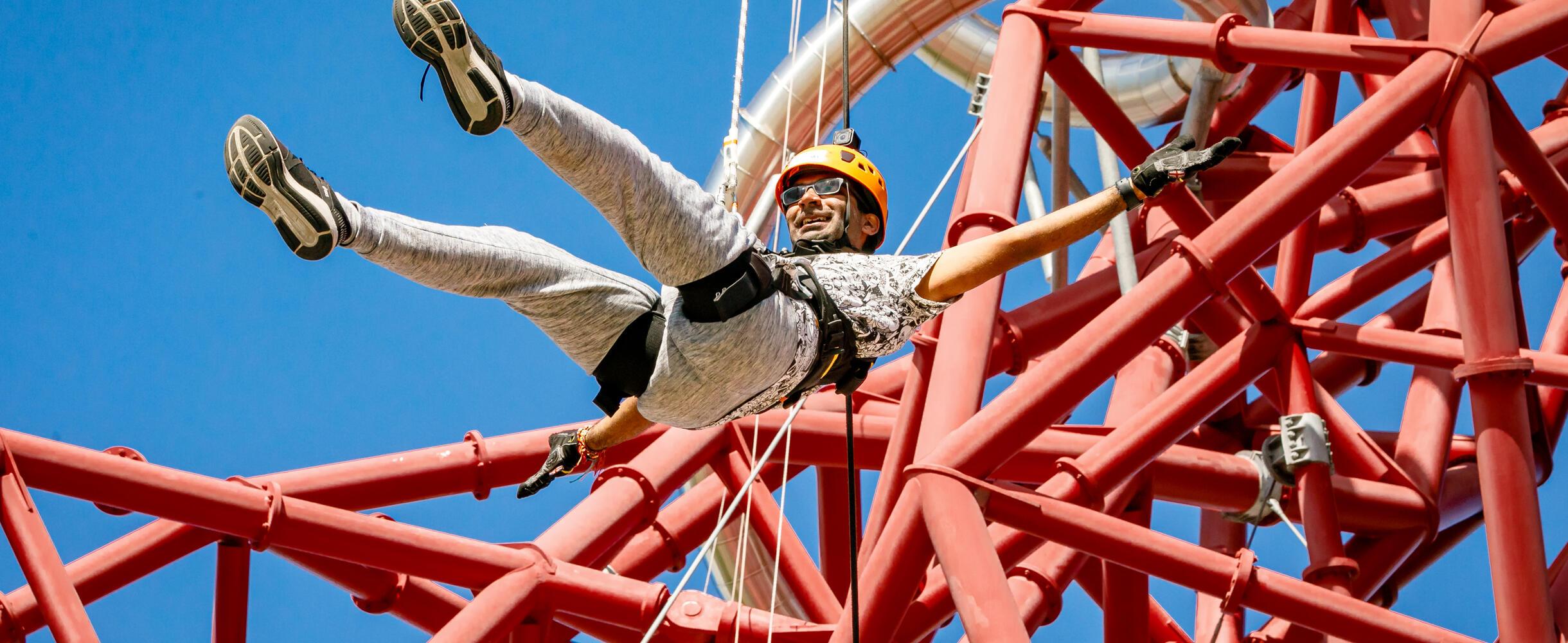 Man descending from the ArcelorMittal Orbit