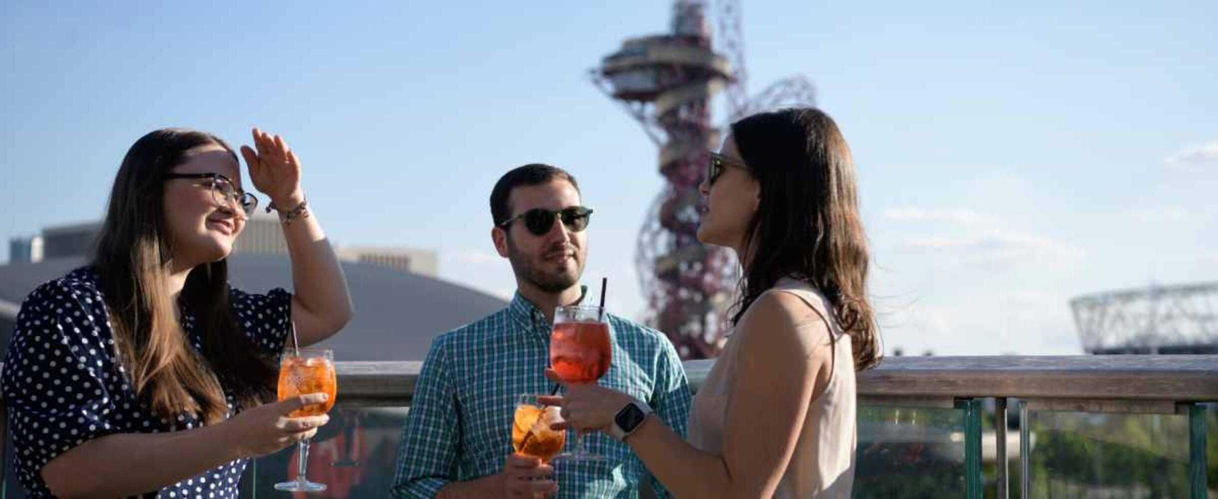 People drinking on Queen Elizabeth Olympic Park