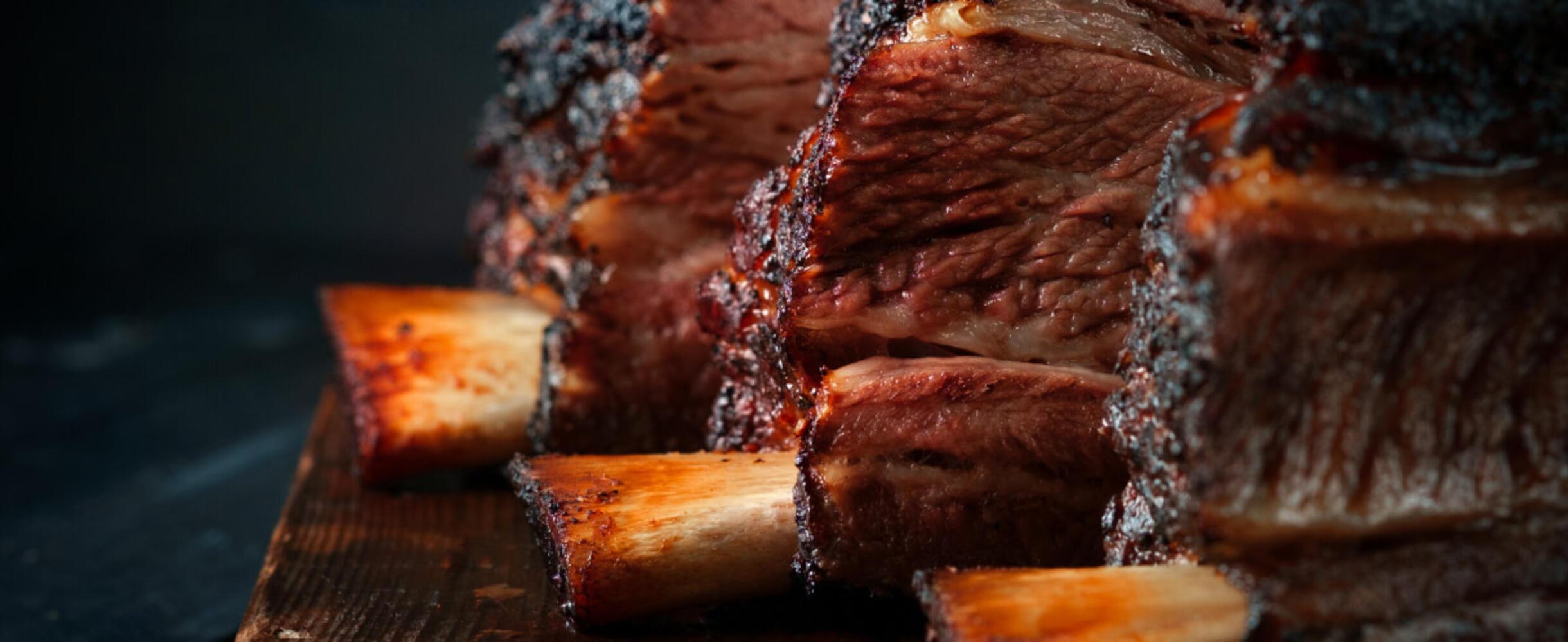 Three smoked beef ribs