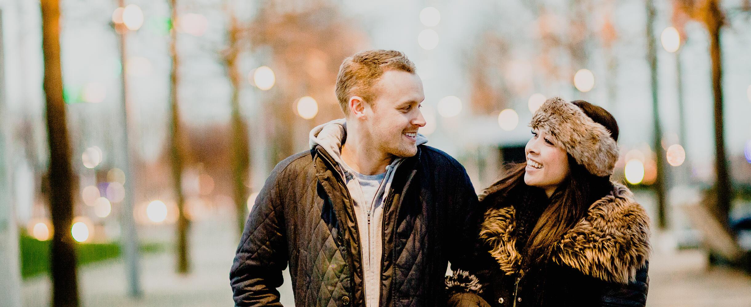 Couple walking on a winter day