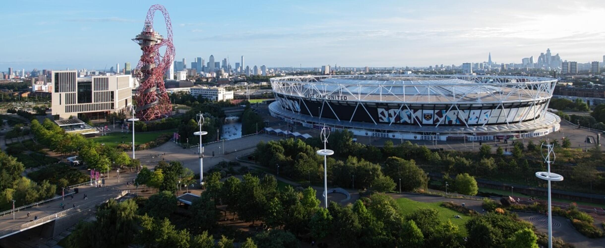 Beautiful view of London Stadium and ArcelorMittal Orbit