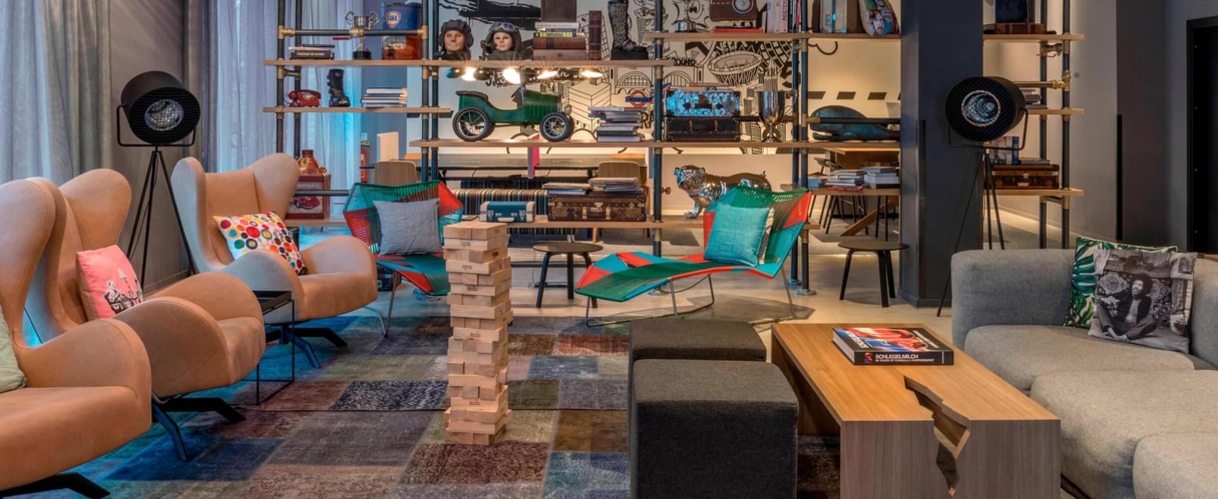 The welcome lobby at The Moxy