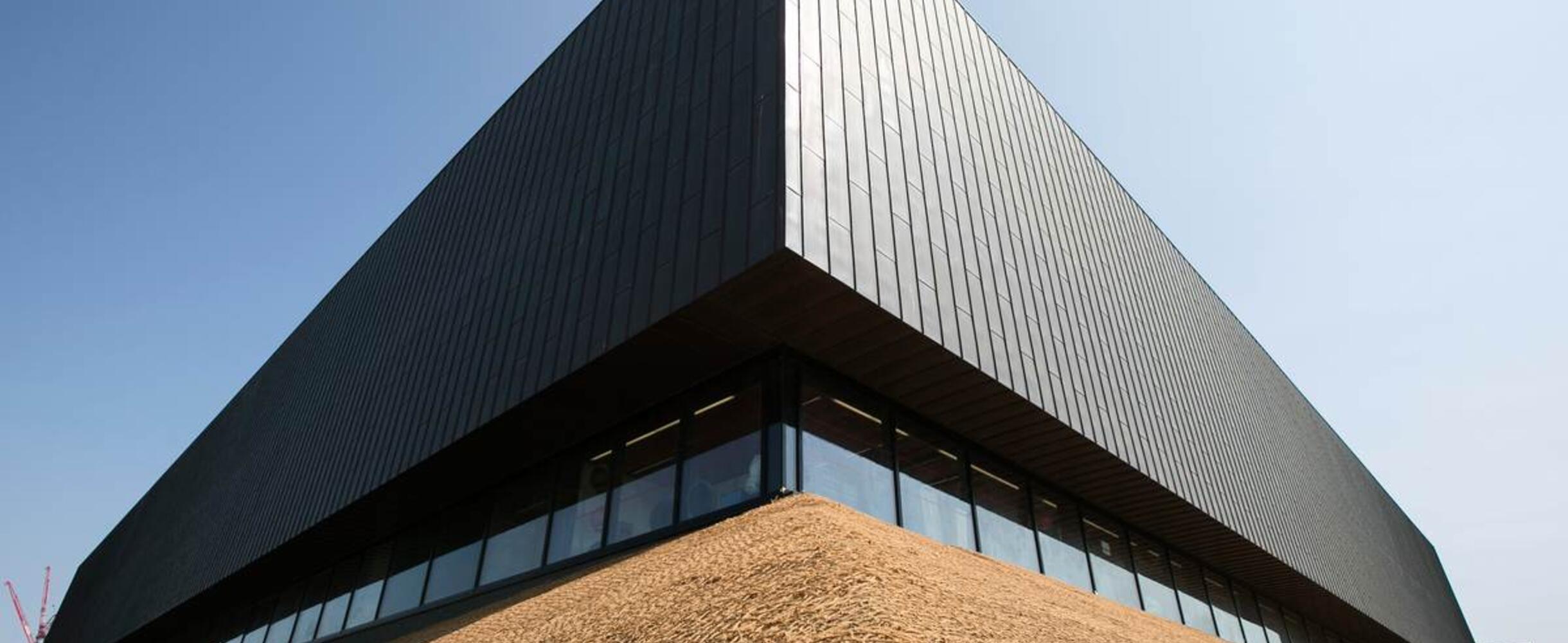Copper Box Arena shot from a low angle on a sunny day