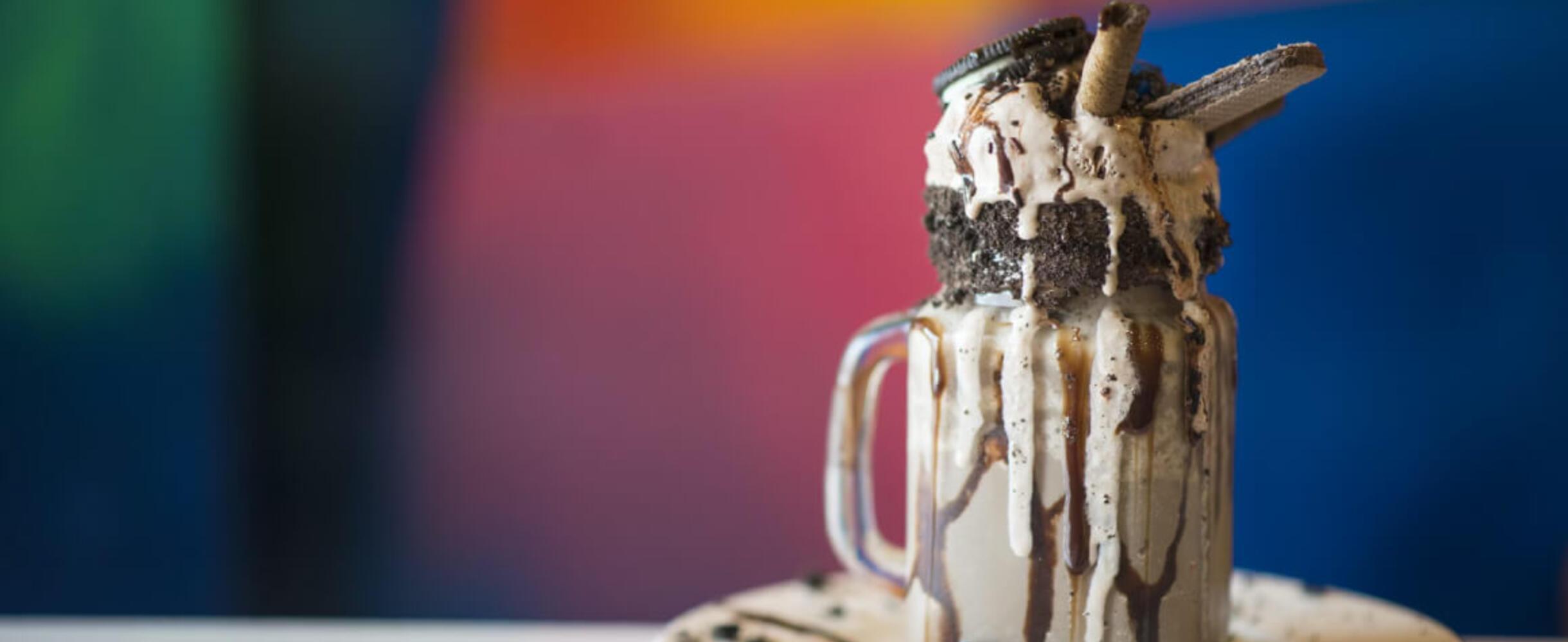 An chocolate oreo milkshake