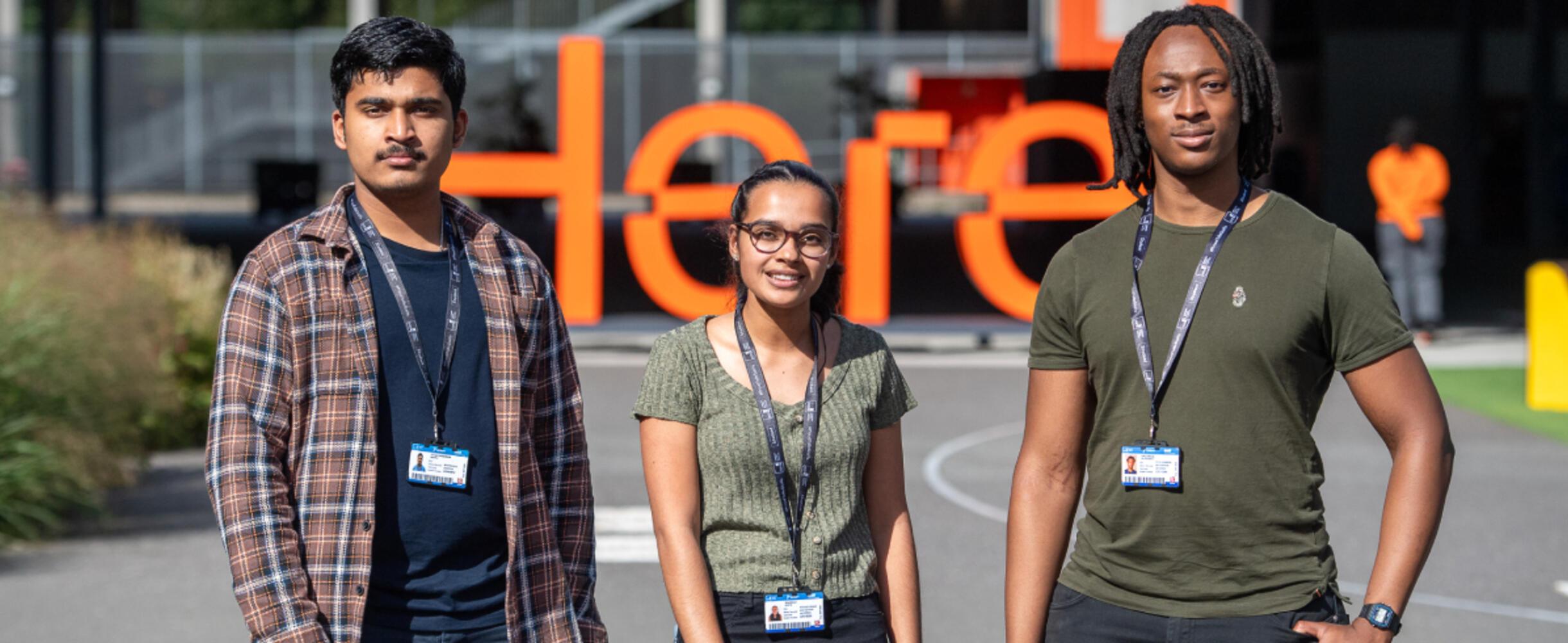 Students from Staffordshire University London on the Here East Campus