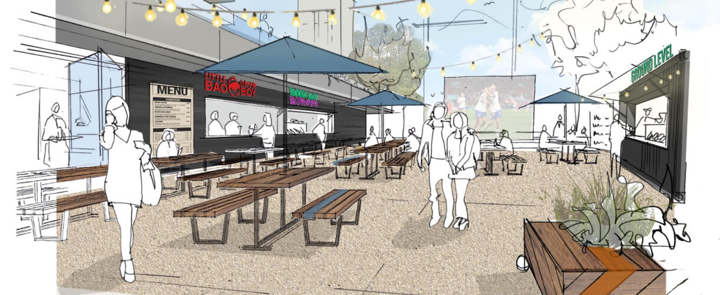 Artist render of cafe