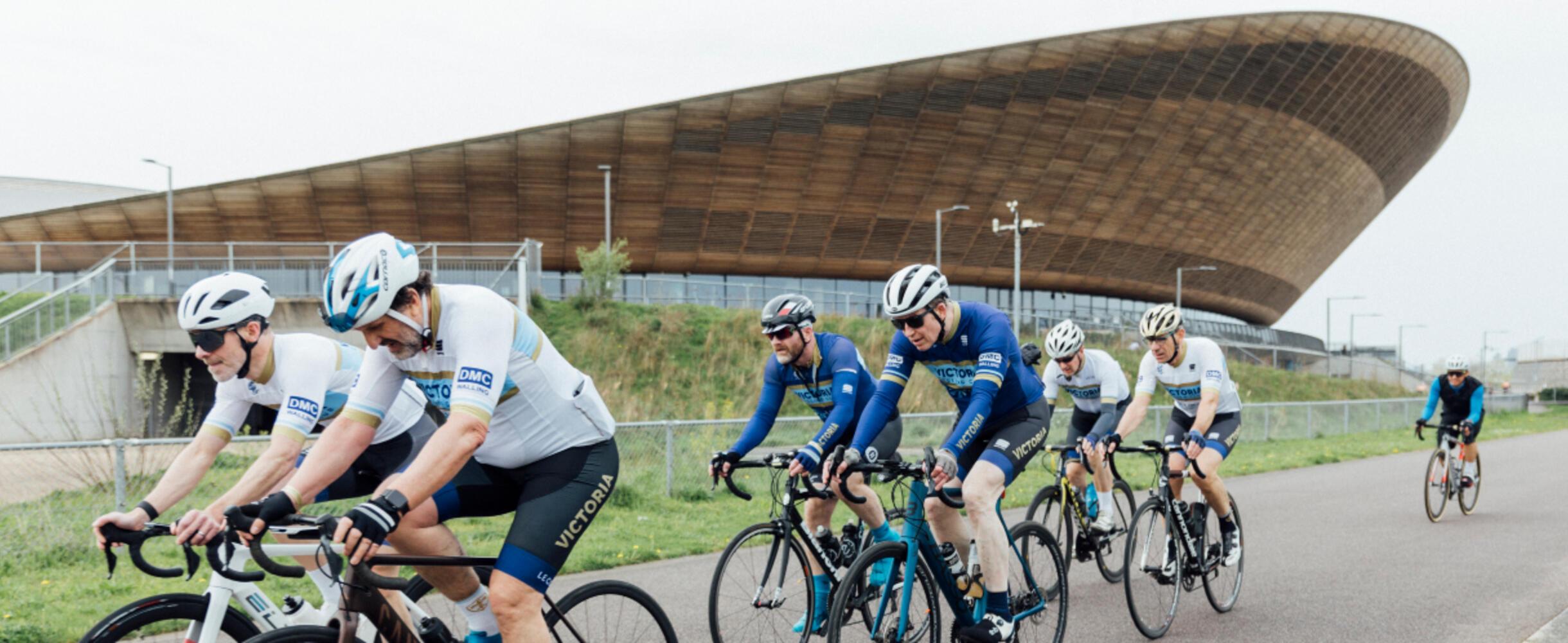 A group of cyclists outside Lee Valley VeloPark