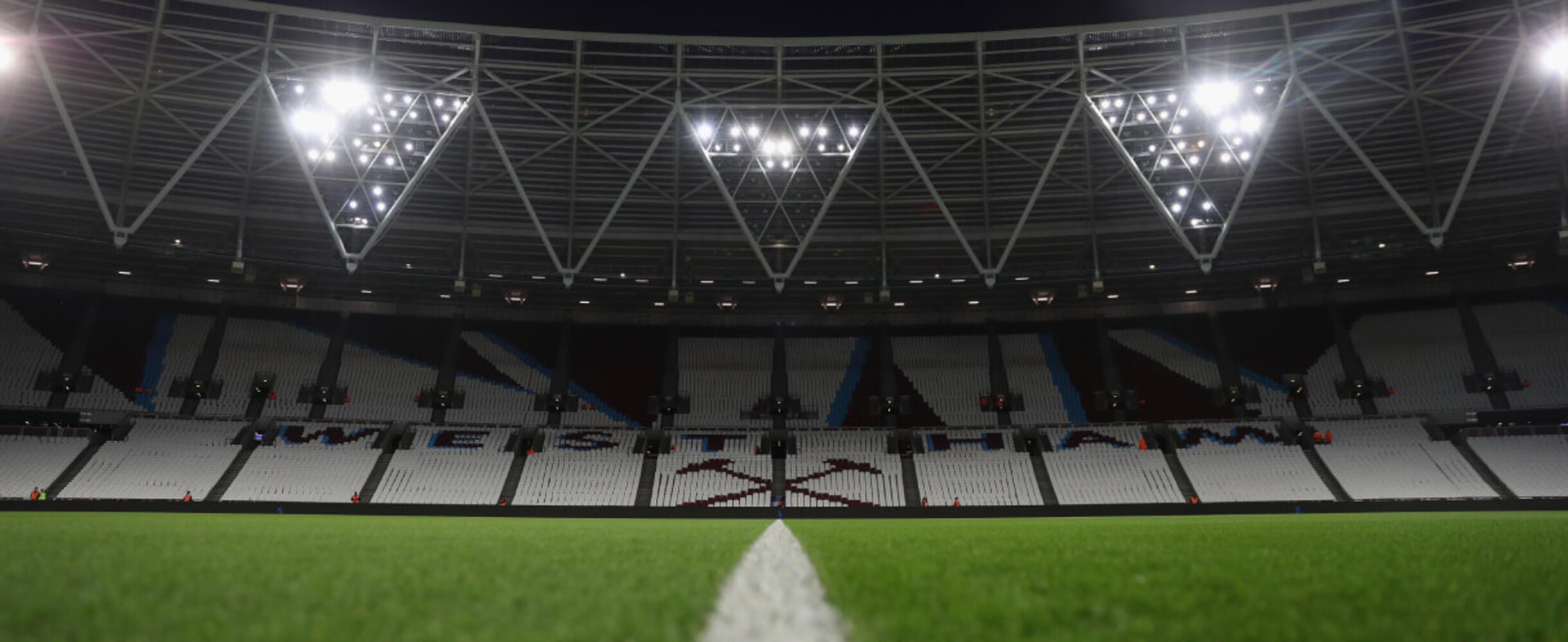 A view of the London Stadium pitch and stand behind