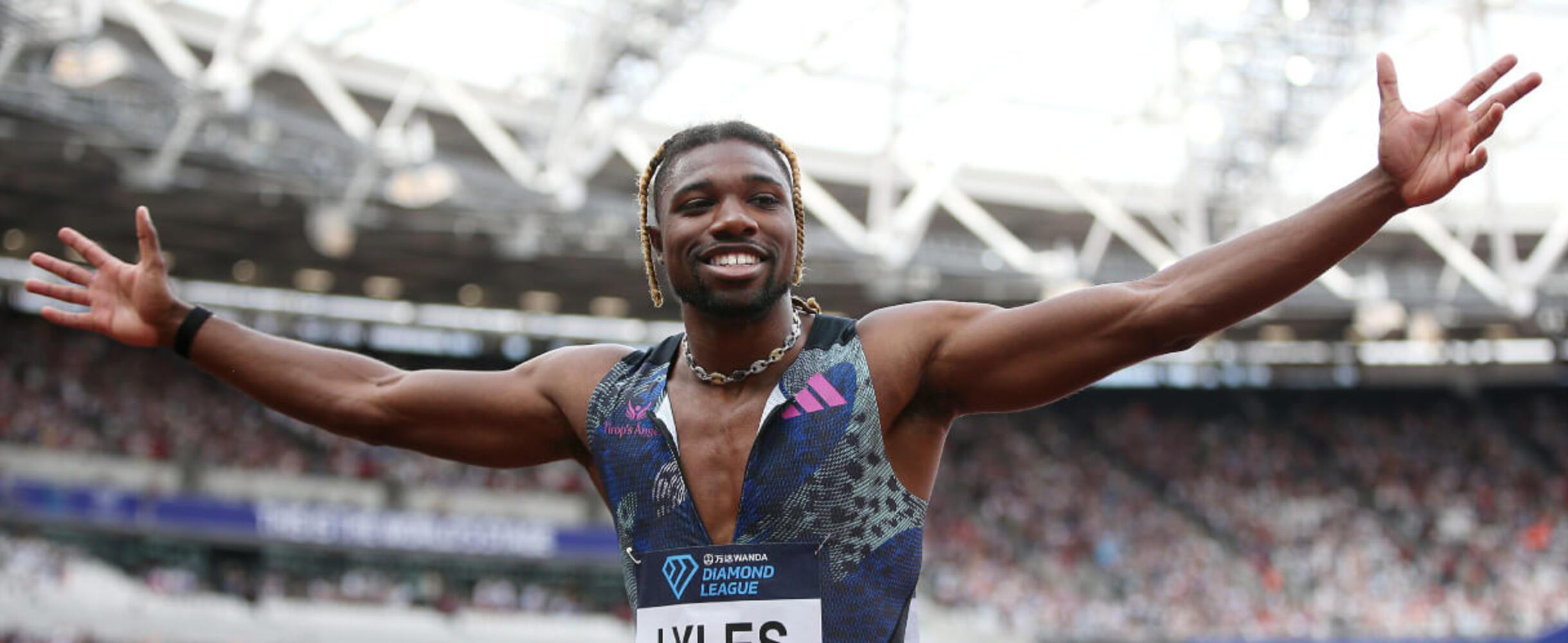 A male athlete celebrates