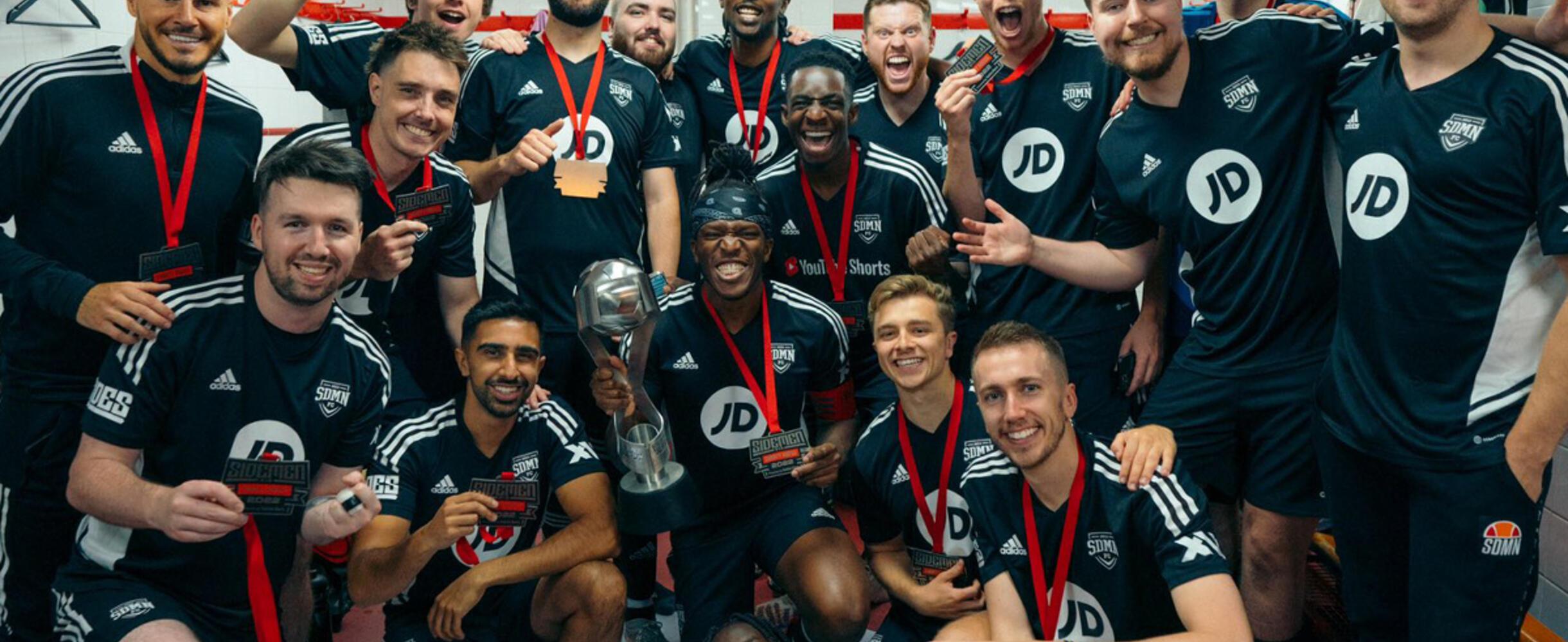 The players for Sidemen Charity Football Match grouped together