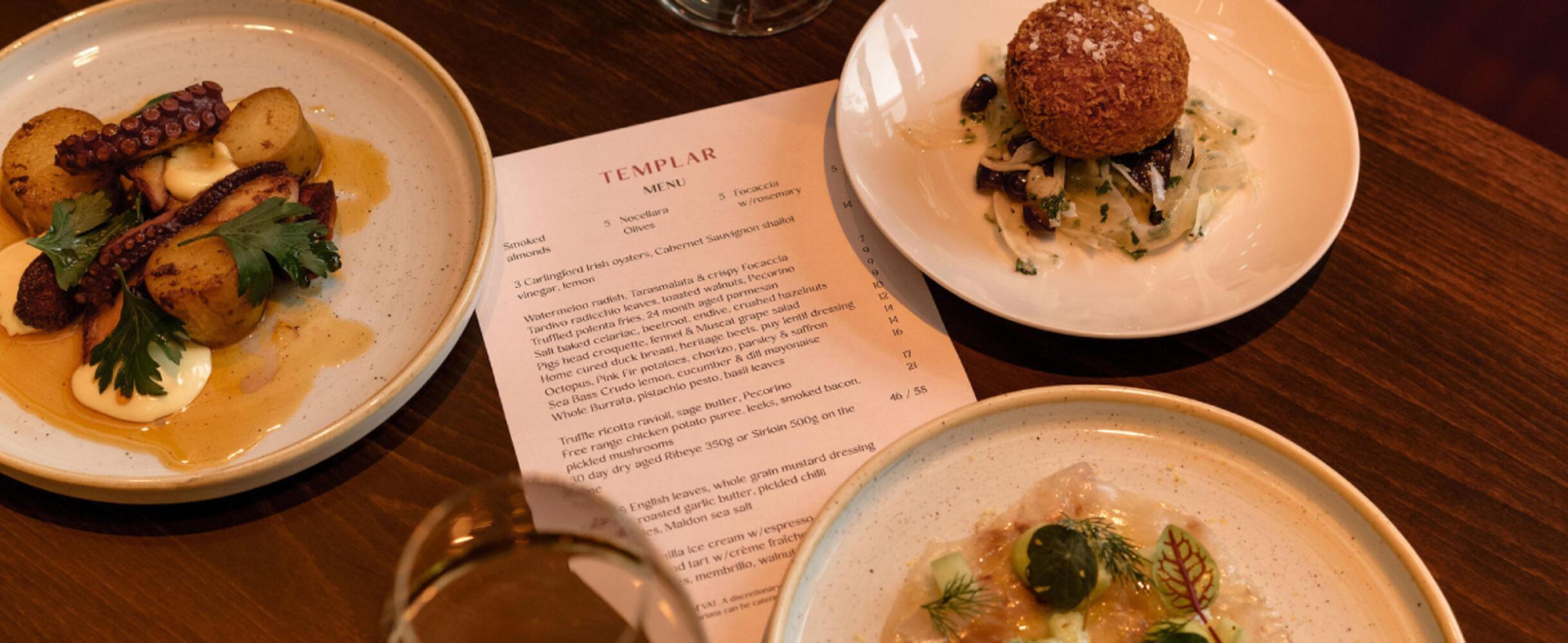 Food and menu from Templar