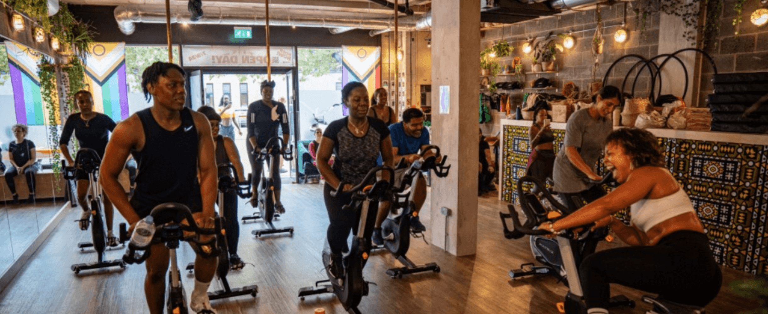 A group of people enjoying a Spin class