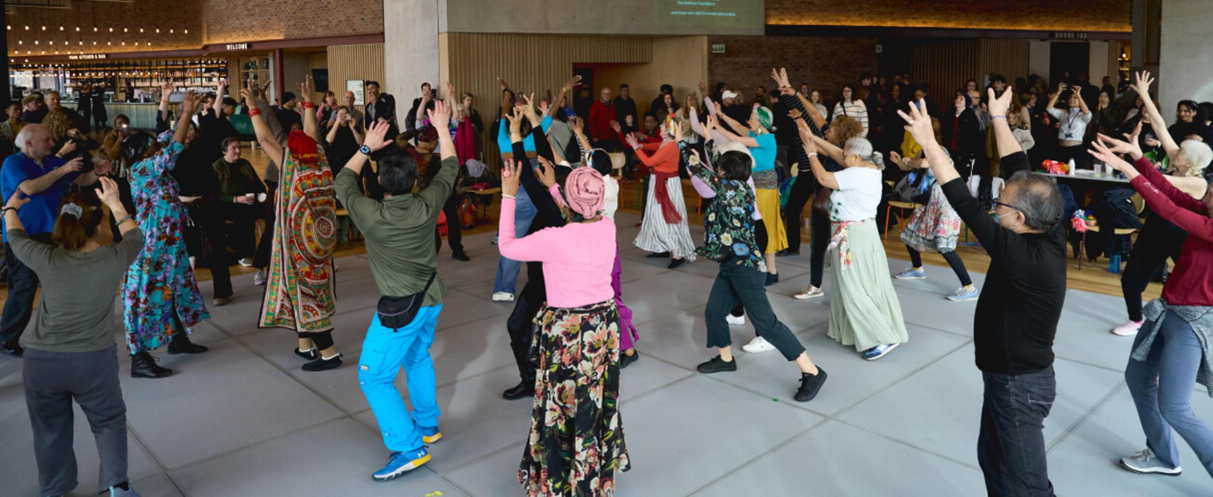 People taking part in a dance class at The Dance Floor Sadler's Wells East