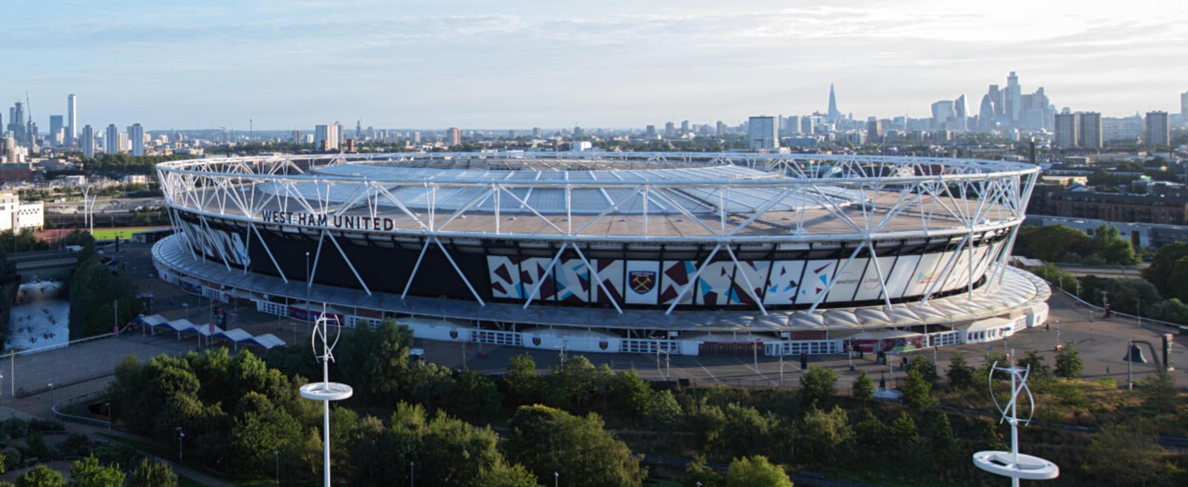 A blue sky above the London Stadium