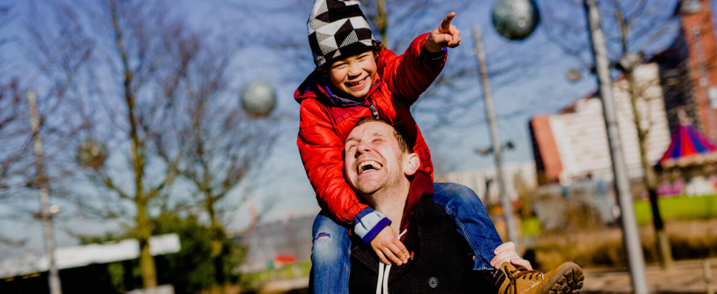 Father and son at Queen Elizabeth Olympic Park