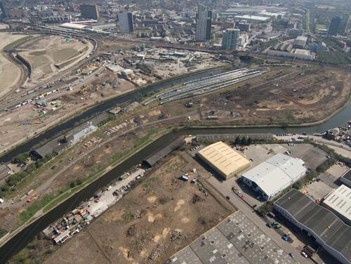 South Park aerial view of construction site