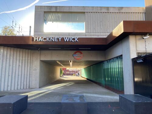 Head on view of Hackney Wick station entrance