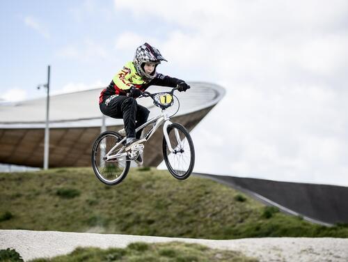 Rider on BMX track