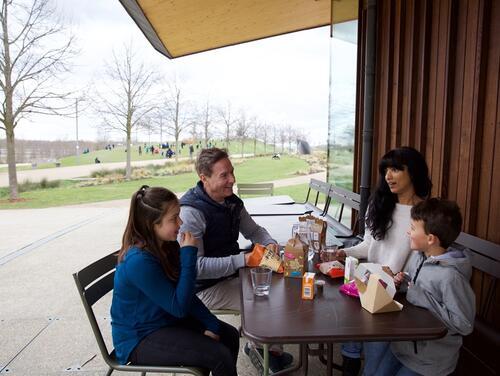 Family sitting at table