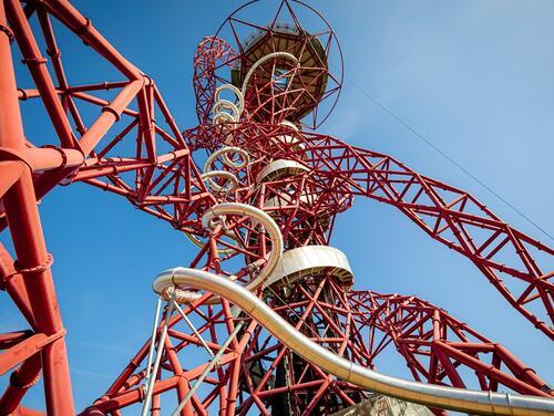 Ground view of ArcelorMittal Orbit tower