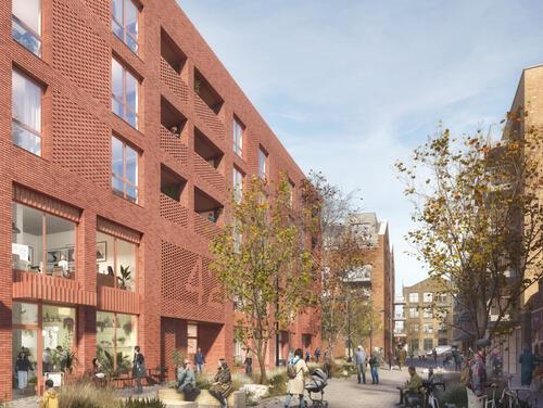 Artist rendering of new homes in Hackney