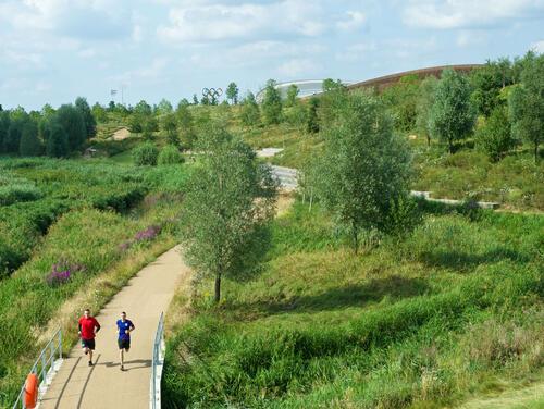 runners on Queen Elizabeth Olympic Park