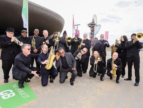 Group of musicians posing for photo