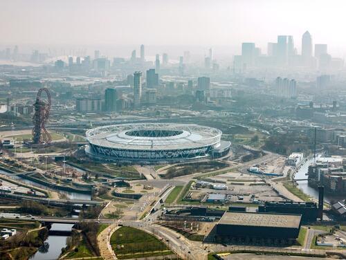 Skyline view of London from Queen Elizabeth Olympic Park