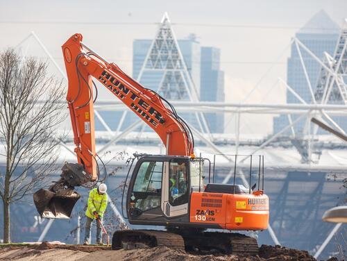 Construction equipment working outdoors