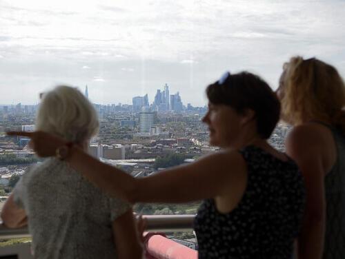 Three women admiring the London skyline from ArcelorMittal Orbit