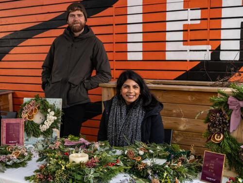 Market stall at Riverside East for Christmas