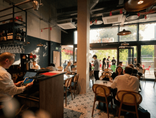Inside a busy restaurant