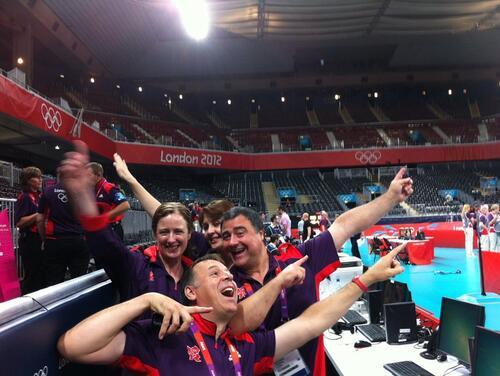 People posing for a picture during the 2012 Olympics