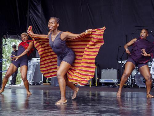 A group of dancers perform at the Great Get Together