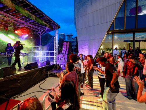 An evening outdoor performance
