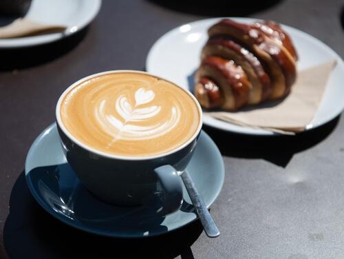 Coffee and a croissant at Timber Lodge