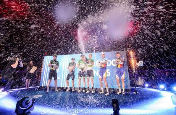 Champions celebrating at Lee Valley VeloPark Champions celebrating at Lee Valley VeloPark