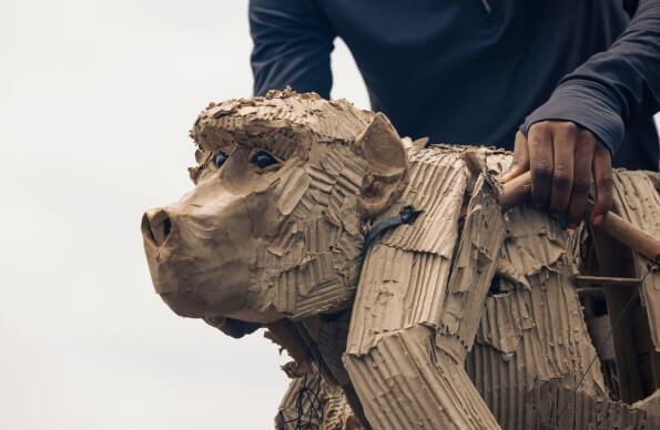 A puppet monkey created with recycled materials A puppet monkey created with recycled materials