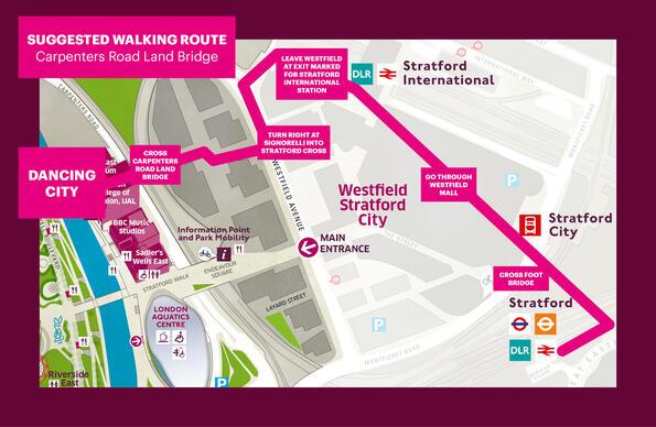 A map of how to walk to Dancing City