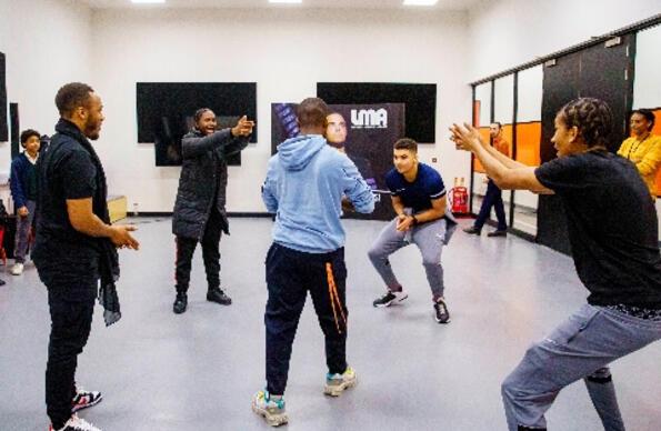 Students play a drama game