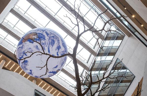 Globe and Tree Artwork in Marshgate Lane Globe and Tree Artwork in Marshgate Lane