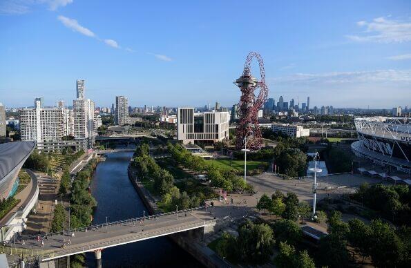 Beautiful shot of the Park, featuring the ArcelorMittal Orbit, London Stadium and London Aquatics Centre