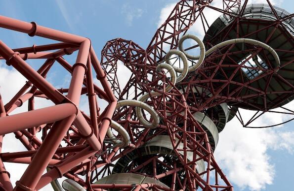 The ArcelorMittal Orbit from below with the slide in view