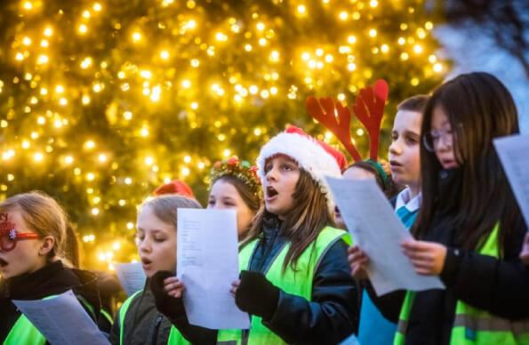 A group of children singing