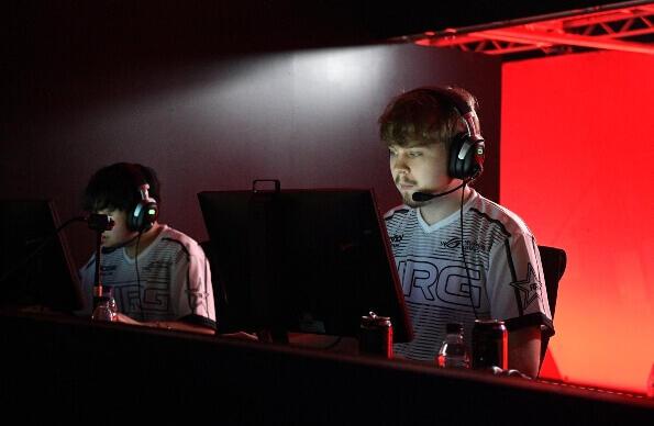 Two competitors in the middle of an e-sports event at Copper Box Arena Two competitors in the middle of an e-sports event at Copper Box Arena