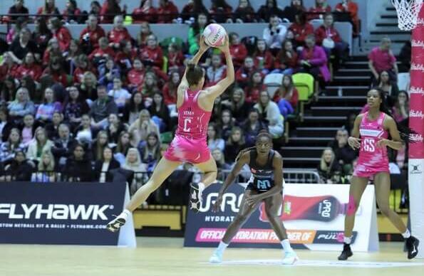 A netball game at Copper Box Arena