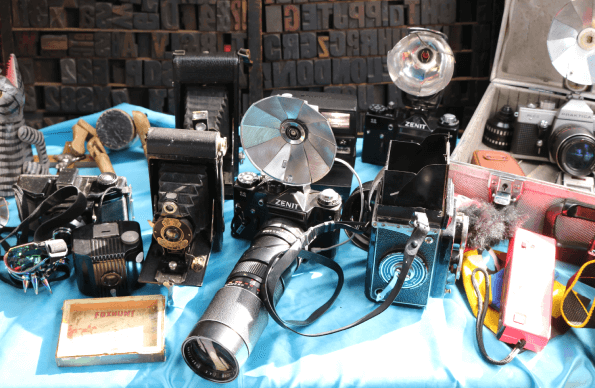A collection of vintage cameras