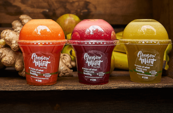 Three different juices in a row
