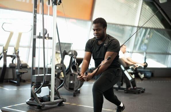 A man exercising at the gym in London Aquatics Centre